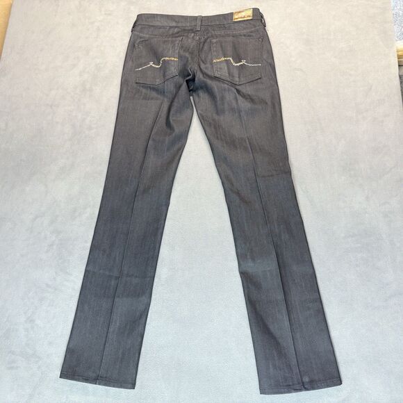 7 For All Mankind Womens Jeans Size 28 Straight Stretch Rhinestone Pockets - Picture 3 of 10